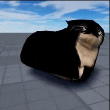 Low-poly 3D render of Maxwell spinning on a checkered floor